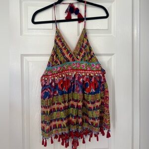 Antica Sartoria by Giacomo Cirque - Bohemian Red and Blue Geometric Blouse